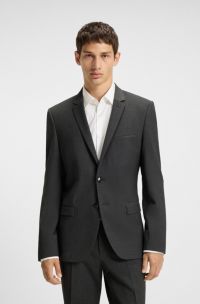 Extra-slim-fit jacket in a stretch-wool blend, Dark Grey