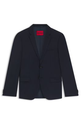 Extra-slim-fit jacket in a stretch-wool blend, Dark Blue