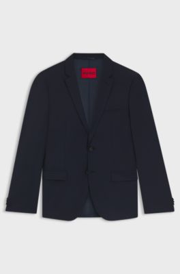 Extra-slim-fit jacket in a stretch-wool blend, Dark Blue