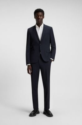 Extra slim-fit colbert van een wolmix met stretch, Donkerblauw