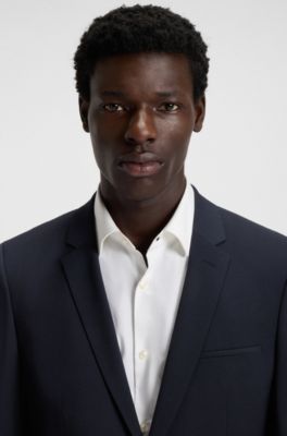 Extra-slim-fit jacket in a stretch-wool blend, Dark Blue