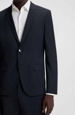 Extra slim-fit colbert van een wolmix met stretch, Donkerblauw