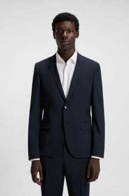 Extra-slim-fit jacket in a stretch-wool blend, Dark Blue