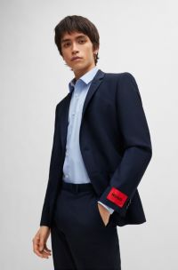 Extra-slim-fit jacket in a stretch-wool blend, Dark Blue