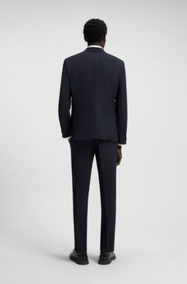 Extra slim-fit colbert van een wolmix met stretch, Donkerblauw