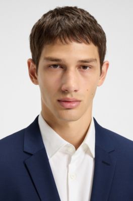 Extra slim-fit colbert van een wolmix met stretch, Blauw