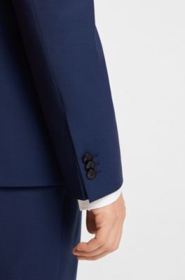 Extra slim-fit colbert van een wolmix met stretch, Blauw