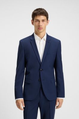 Extra slim-fit colbert van een wolmix met stretch, Blauw