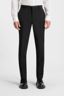 Slim-fit trousers in a performance-stretch wool blend, Black