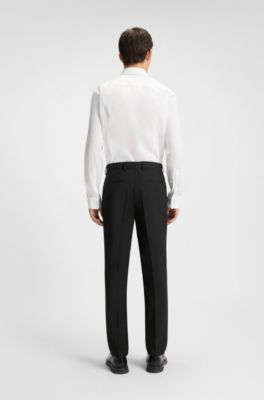 Slim-fit trousers in a performance-stretch wool blend, Black