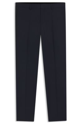 Slim-fit trousers in a performance-stretch wool blend, Dark Blue