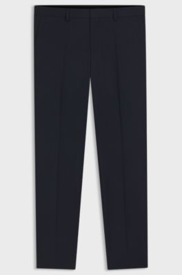 Slim-fit trousers in a performance-stretch wool blend, Dark Blue