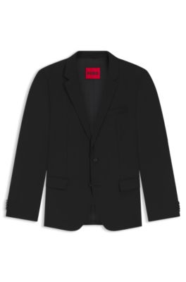Slim-fit jacket in a performance-stretch wool blend, Black