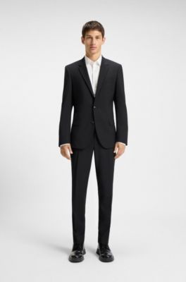 Slim-fit jacket in a performance-stretch wool blend, Black