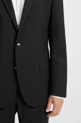 Slim-fit jacket in a performance-stretch wool blend, Black