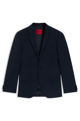 Slim-fit jacket in a performance-stretch wool blend, Dark Blue