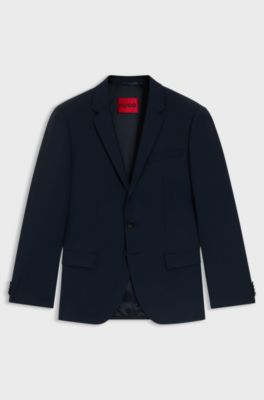 Slim-fit jacket in a performance-stretch wool blend, Dark Blue