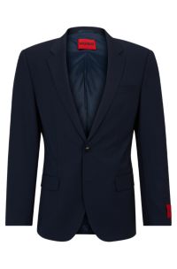 Slim-fit jacket in a performance-stretch wool blend, Dark Blue