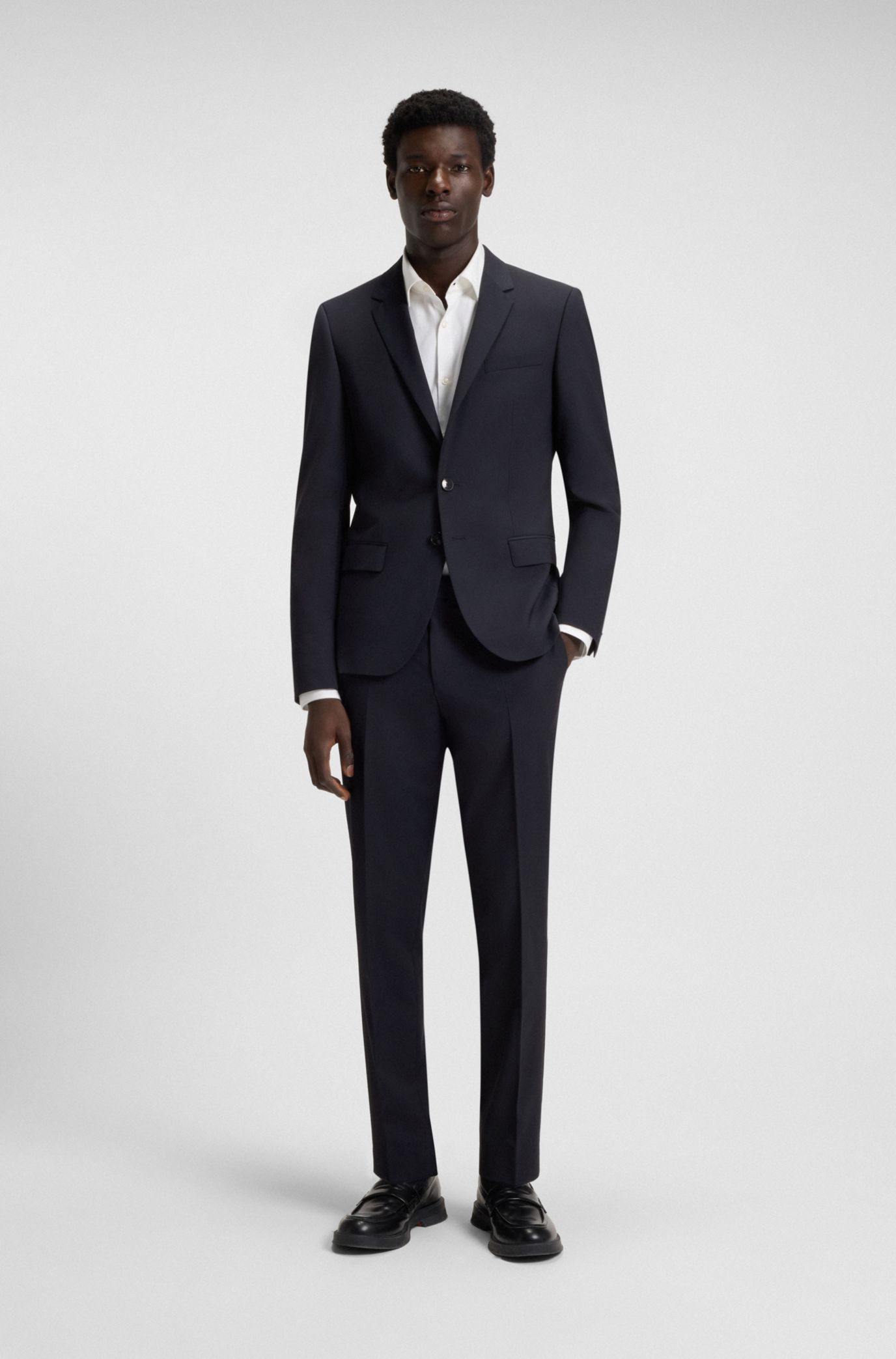 HUGO BOSS ダークブルー テーラードジャケット BOSS - スリムフィットジャケット パフォーマンスストレッチ