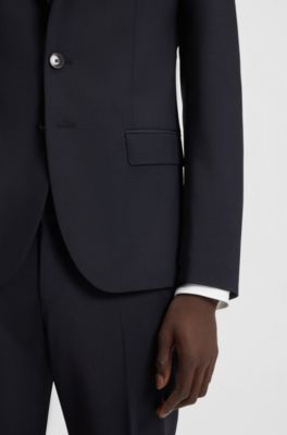 Slim-fit jacket in a performance-stretch wool blend, Dark Blue