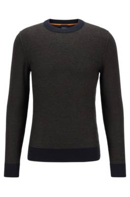 Pull Regular Fit en maille de coton chiné bicolore