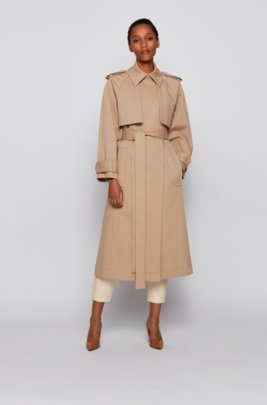 Boss Relaxed Fit Trench Coat In Stretch Cotton Twill