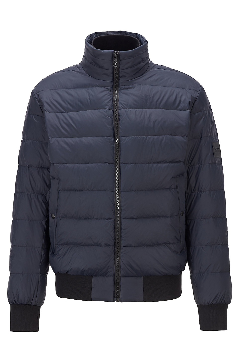 BOSS - Quilted down jacket with knitted trims