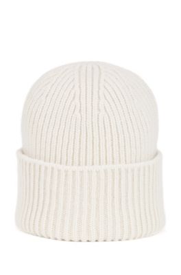 BOSS - Ribbed beanie hat in virgin wool 