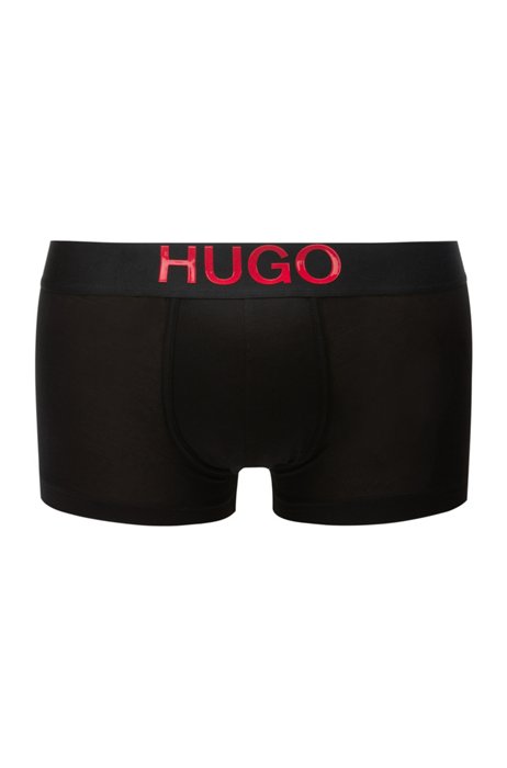 Stretch-cotton trunks with silicone-print logo, Black
