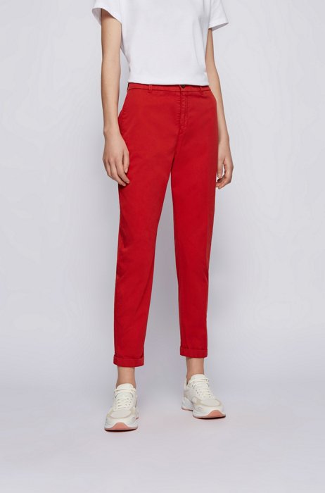 Regular-fit chinos in organic stretch cotton, Red
