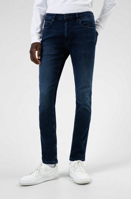 Extra-slim-fit jeans in dusk-blue jersey denim, Dark Blue