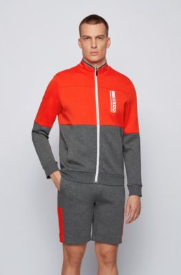 hugo boss tracksuit grey and red