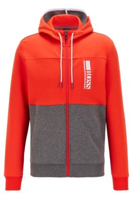 hugo boss tracksuit grey and red