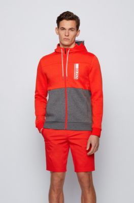 hugo boss tracksuit grey and red