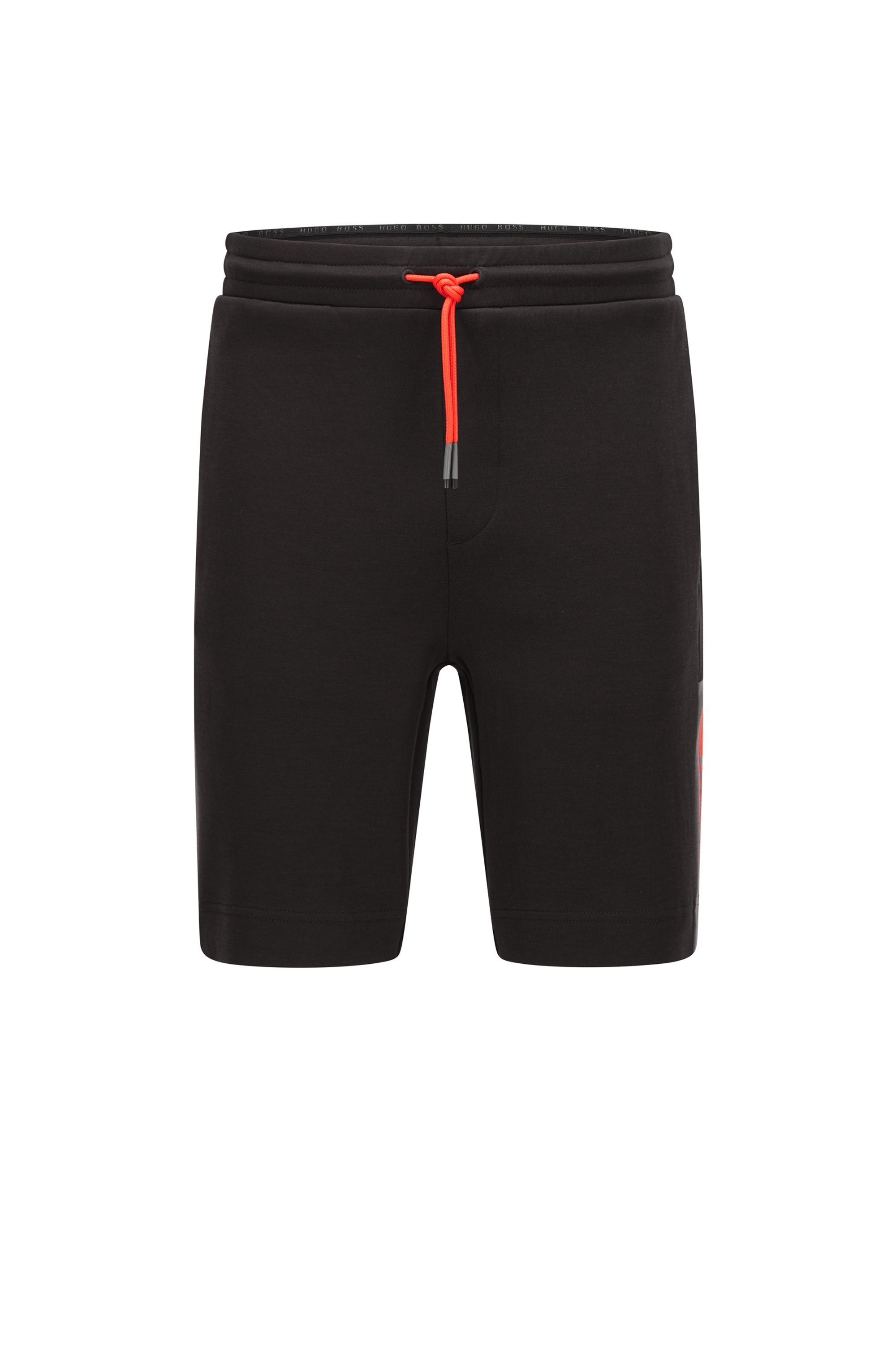 Shorts van interlocked jersey met logo in color-blocking, Zwart