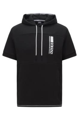 Sweat à capuche et manches courtes avec logo color block brodé