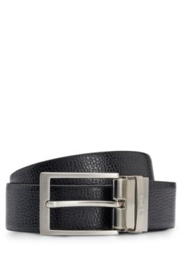 BOSS Reversible belt in Italian leather with branded keeper