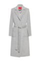 Relaxed-fit belted coat in a melange wool blend, Light Grey