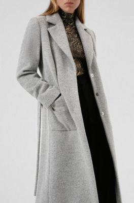 Glans Manieren open haard HUGO - Relaxed-fit belted coat in a melange wool blend