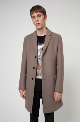 Slim-fit coat in a melange virgin-wool 