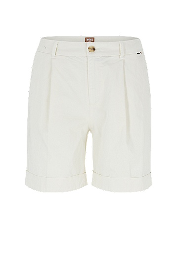 BOSS 博斯弹力棉面料宽松版型休闲短裤,  118_Open White