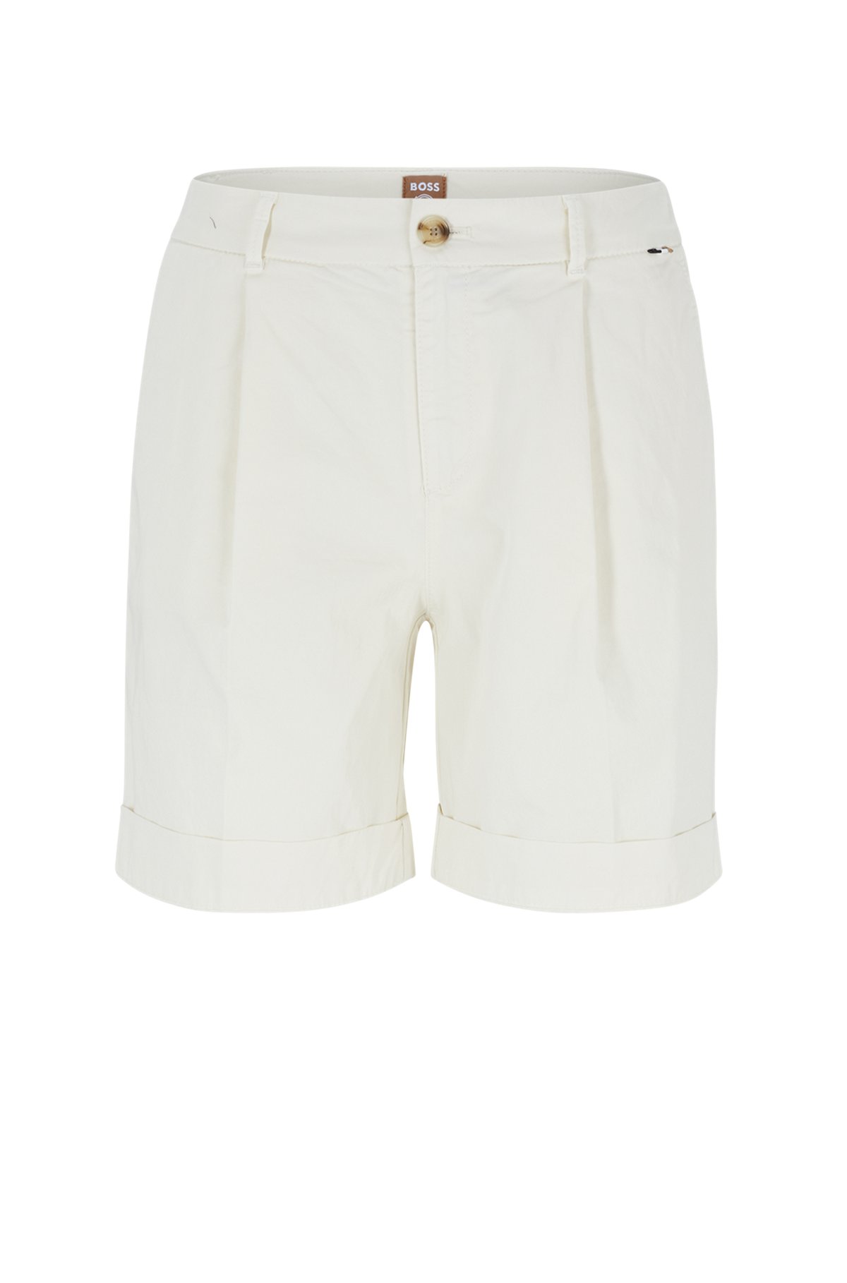 Relaxed-fit chino shorts in organic stretch cotton, White
