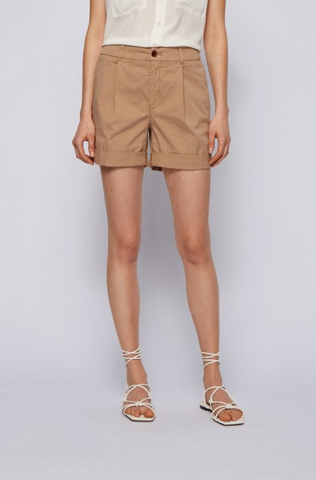 Relaxed-fit chino shorts in organic stretch cotton, Beige