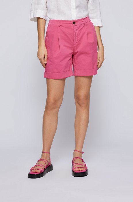 Relaxed-fit chino shorts in organic stretch cotton, Pink