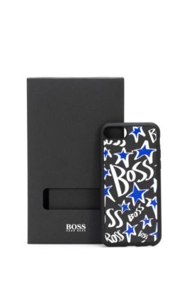 BOSS - Italian-leather iPhone case with 