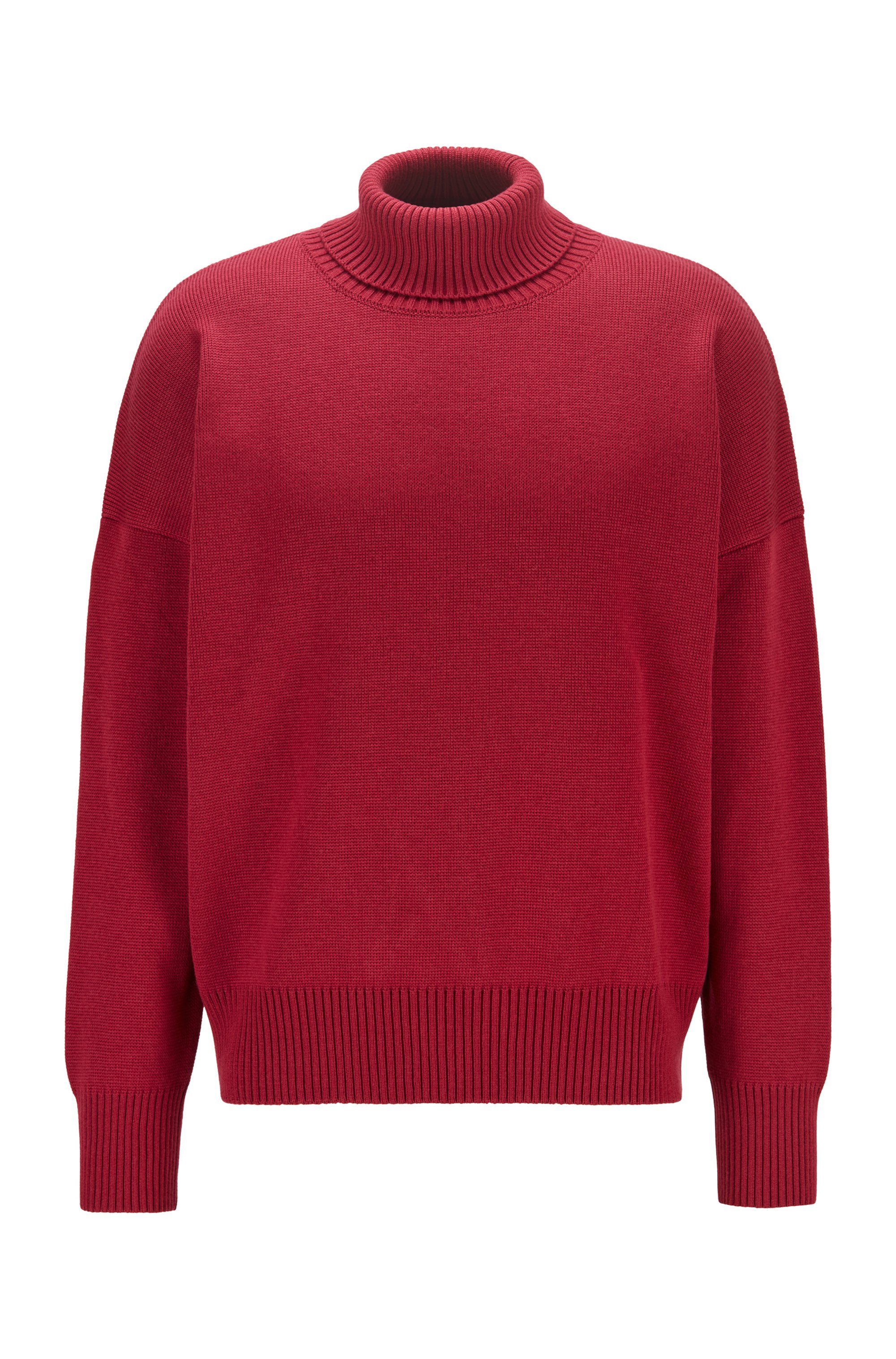 Pull col roulé Relaxed Fit en laine vierge, Rouge sombre