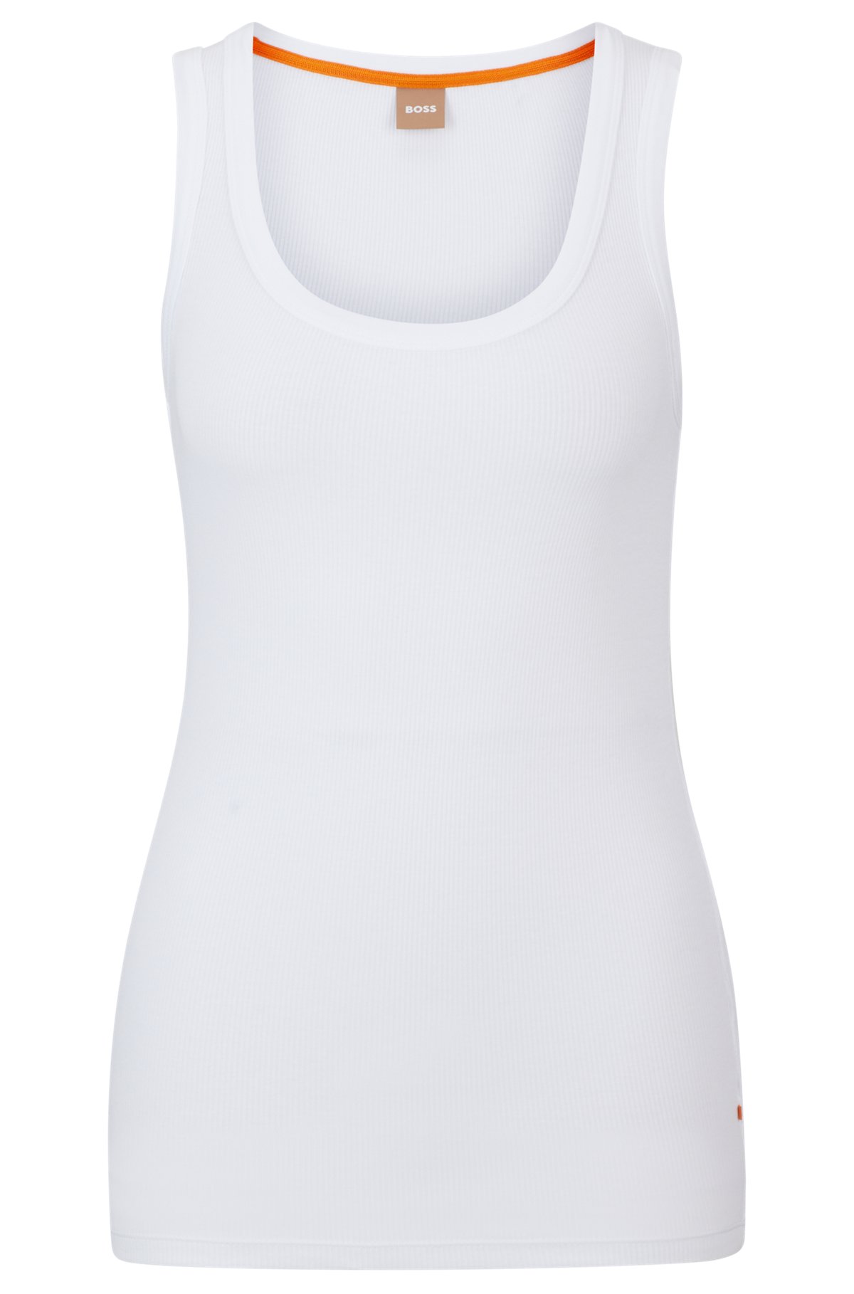 Scoop-neck top with logo embroidery, White