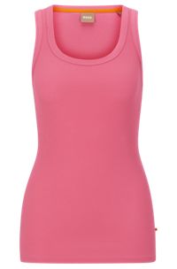 Scoop-neck top with logo embroidery, Pink