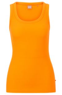 Scoop-neck top with logo embroidery, Orange