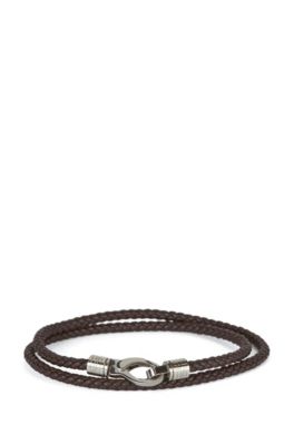 BOSS - Double-wrap braided leather cuff 